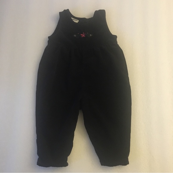 Oshkosh~Black Overalls~Corduroy with Flowers on Bib~18 Mos~VGUC~Lightweight - Picture 8 of 10